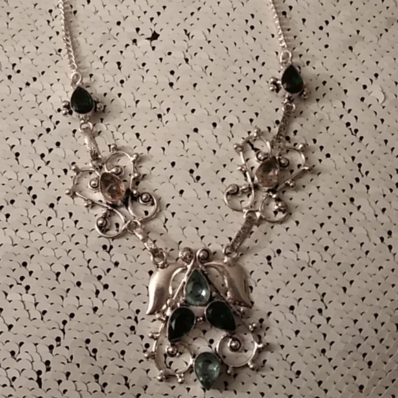 Sterling silver925 topaz emerald amethyst necklace - Picture 3 of 3